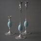 ER Butler Biedermeier Candlesticks Satin Silver with Robin's Egg Blue Egg