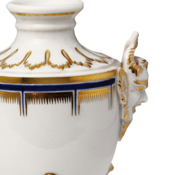 Nympehnburg Urn Vase showing detail of Saytr head-Urn-Vase-Painted-Satyr-head-Detail Nympehnburg Urn Vase showing detail of Saytr head