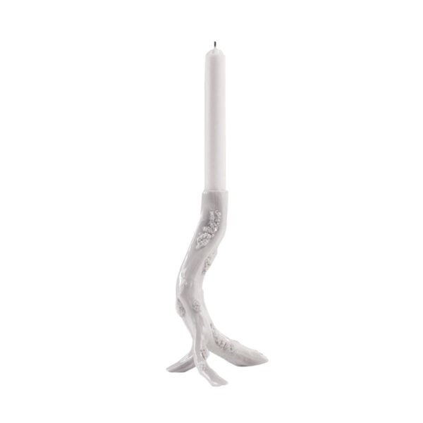 Nymphenburg Branch Candlestick Ivory Glazed with Moss Small
