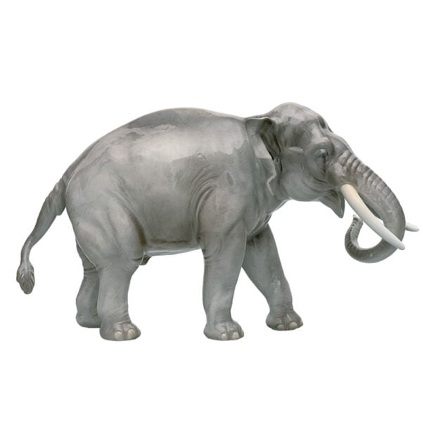 Nymphenburg Painted Elephant Figurine - Trunk Down