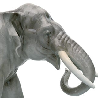 Nymphenburg Painted Elephant Figurine - Trunk Down Close Up