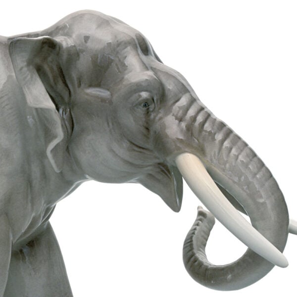 Nymphenburg Painted Elephant Figurine - Trunk Down Close Up