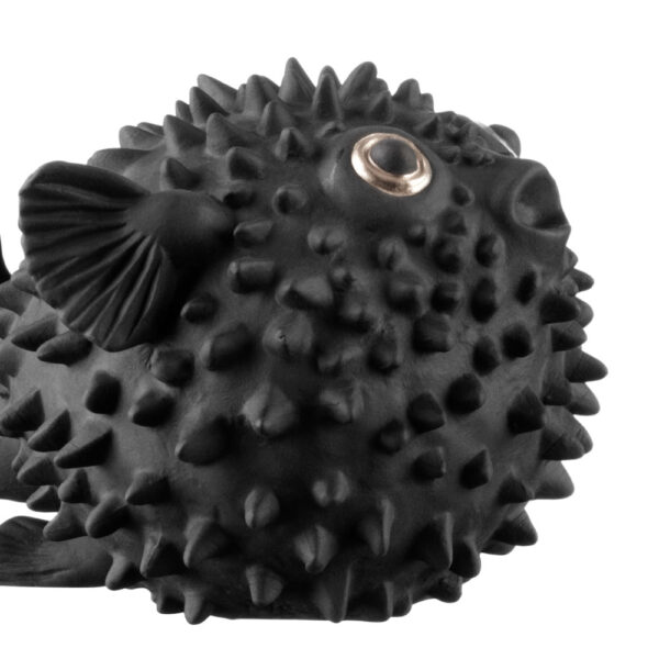 Nymphenburg Porcelain Hedgehog Fish Black Bisque with Gold Eye Close Up