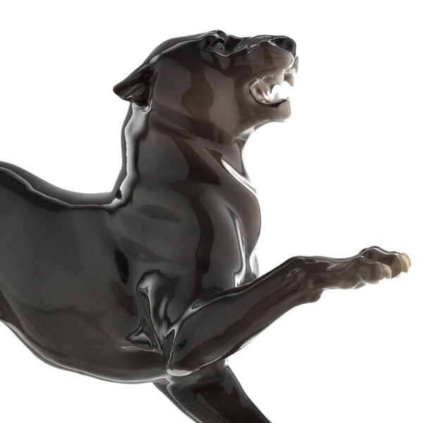 Nymphenburg Porcelain Striding Panther Painted Close Up