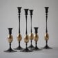 E.R. Butler Biedermeier Candlesticks Oxidized Bronze with Gold Egg-0