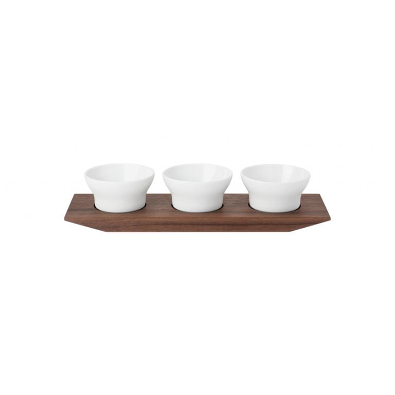 Hering Berlin Velvet Triple Condiment Set with Wooden Tray Hering Berlin Velvet Triple Condiment Set with Wooden Tray