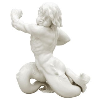 Nymphenburg Porcelain Triton Figure with Reed Close Up