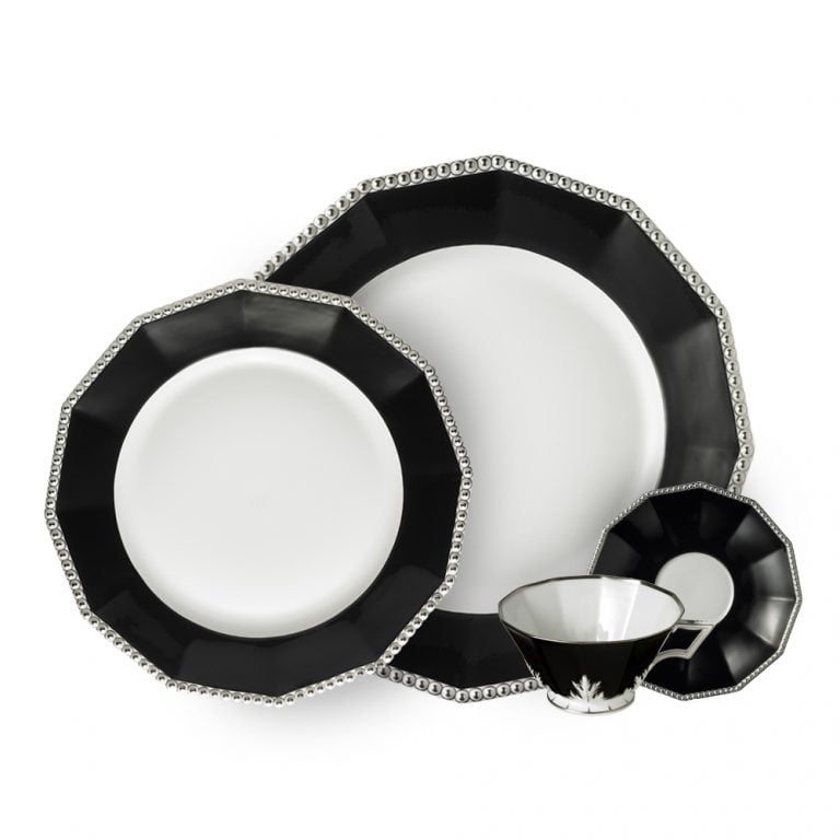 Nymphenburg Black Platinum Pearl Dinnerware Fine Porcelain