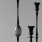 E.R. Butler Biedermeier Candlesticks Oxidized Bronze with Agate Blue Egg-0