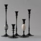 E.R. Butler Biedermeier Candlesticks Oxidized Bronze with Agate Blue Egg-3245