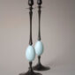 E.R. Butler Biedermeier Candlesticks Oxidized Bronze with Robin's Egg Blue Egg-0
