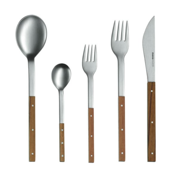 Mono-T Teak Five-Piece Place Setting Stainless Steel
