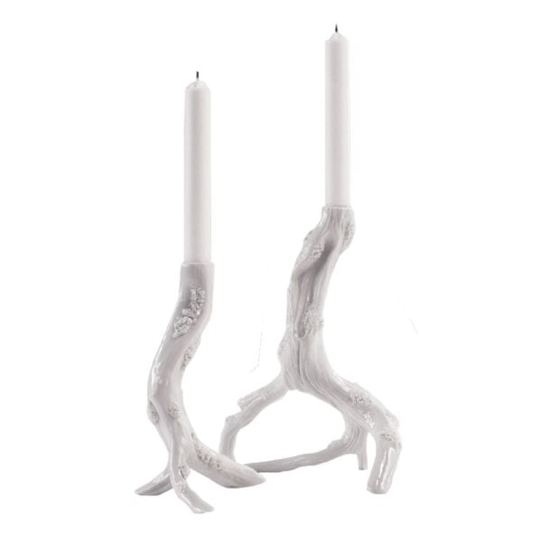 Nymphenburg Branch Candlestick Ivory Glazed with Moss Small Nymphenburg Branch Candlestick Ivory Glazed with Moss Small
