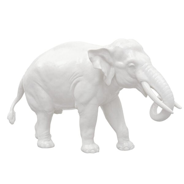 Nymphenburg Elephant Figurine - Ivory Glazed Trunk Down