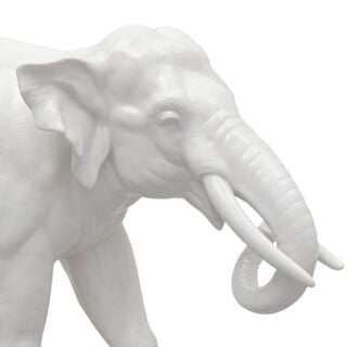 Nymphenburg Elephant Figurine - Ivory Glazed Trunk Down Close Up