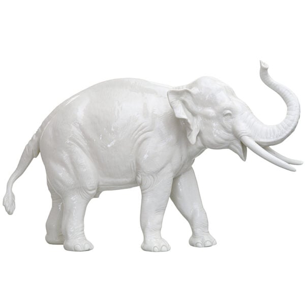 Nymphenburg Elephant Figurine - Ivory Glazed Trunk Up