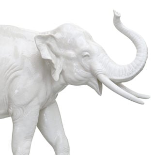 Nymphenburg Elephant Figurine - Ivory Glazed Trunk Up