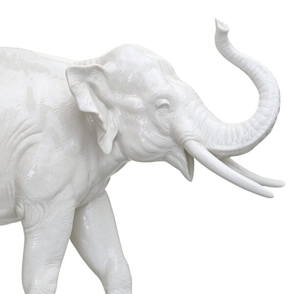 Nymphenburg Elephant Figurine - Ivory Glazed Trunk Up