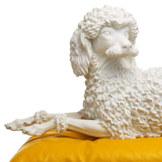 Nymphenburg Leather Pillow for Poodle or Bulldog Figurines Close Up Nymphenburg Leather Pillow for Poodle or Bulldog Figurines Close Up