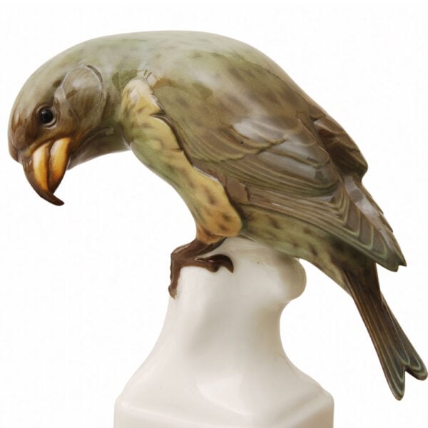 Nymphenburg Porcelain Crossbill Bird Figurine Painted Close Up