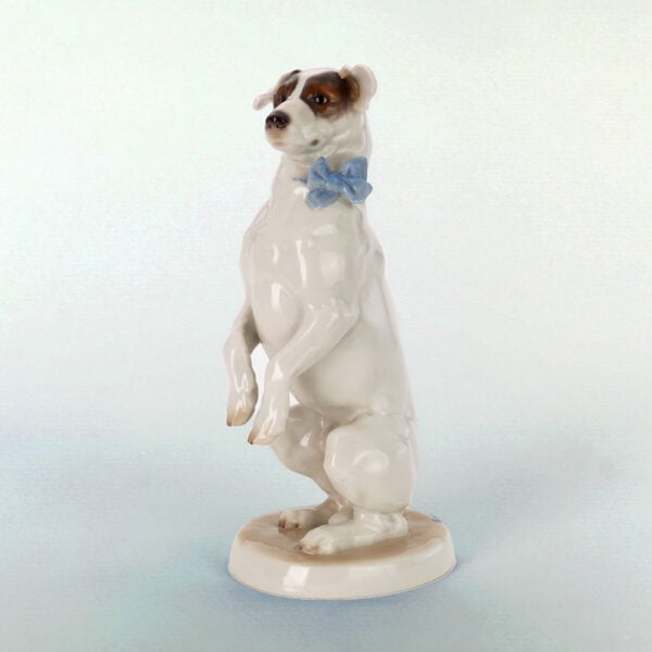 Nymphenburg Porcelain Fox Terrier Close Up On Backdrop