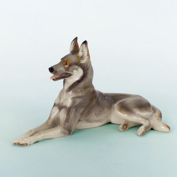Nymphenburg Porcelain German Shepherd Close Up On Backdrop