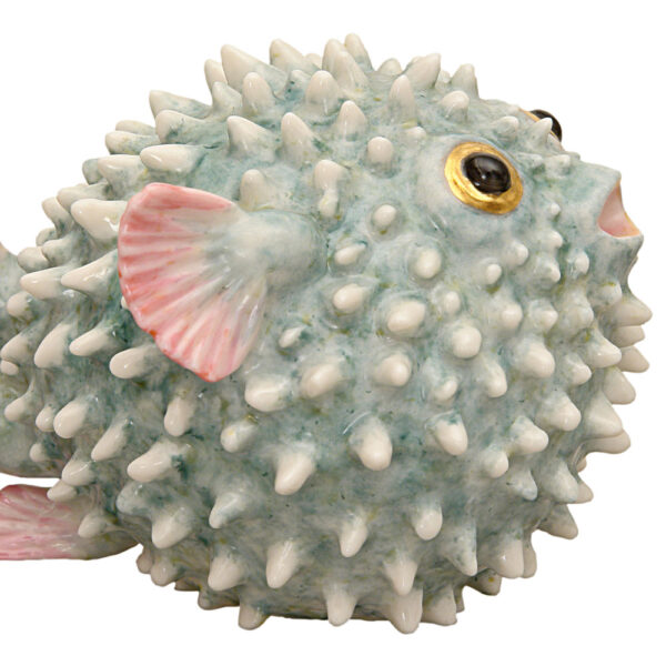 Nymphenburg Porcelain Hedgehog Fish Green Close Up
