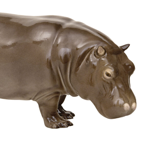Nymphenburg Porcelain Hippopotamus Painted Close Up