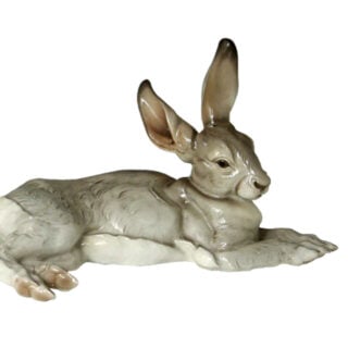 Nymphenburg Porcelain Lying Hare Painted Close Up-Porcelain-Lying-Hare-Painted-Close-Up Nymphenburg Porcelain Lying Hare Painted Close Up