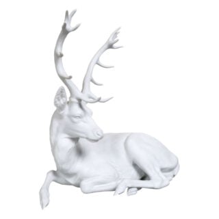 Nymphenburg Porcelain Lying Stag In White Bisque