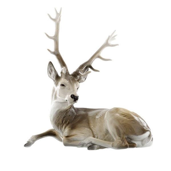 Nymphenburg Porcelain Lying Stag Painted