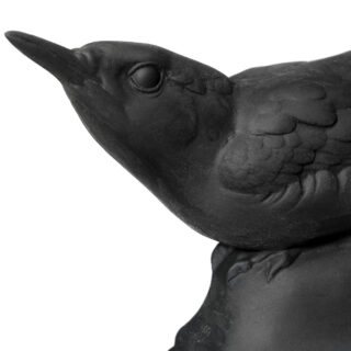 Nymphenburg Porcelain Nuthatch Bird in Black Bisque Detail View