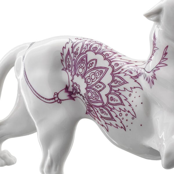 Nymphenburg Porcelain Panther Figurine With Flowers Of Life Decor Close Up Nymphenburg Porcelain Panther Figurine With Flowers Of Life Decor Close Up