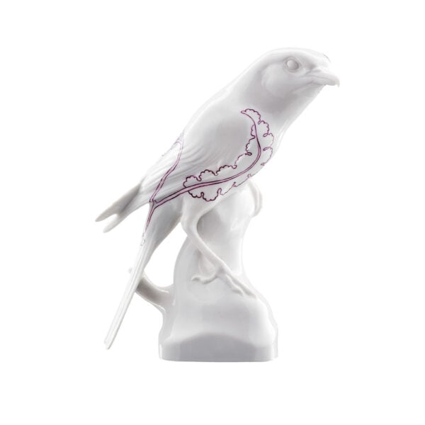 Nymphenburg Porcelain Shrike Bird With Flowers Of Life Painting Nymphenburg Porcelain Shrike Bird With Flowers Of Life Painting
