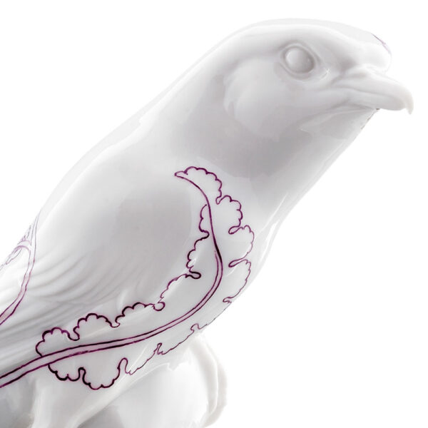 Nymphenburg Porcelain Shrike Bird With Flowers Of Life Painting Close Up Nymphenburg Porcelain Shrike Bird With Flowers Of Life Painting Close Up
