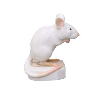 Nymphenburg Porcelain Sitting Mouse Painted