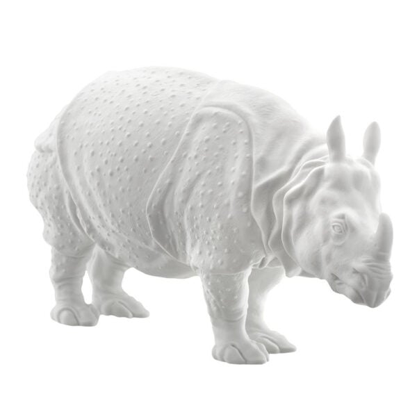 Nymphenburg Rhinoceros Clara In White Bisque Side
