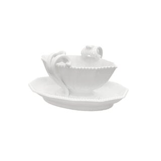 Nymphenburg Symphony White Pearl Sauce Boat With Stand