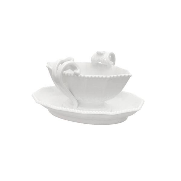 Nymphenburg Symphony White Pearl Sauce Boat With Stand Nymphenburg Symphony White Pearl Sauce Boat With Stand