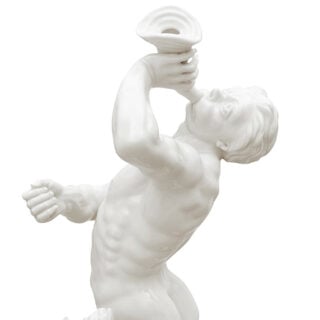 Nymphenburg Porcelain Triton Figure with Shell Horn Close Up
