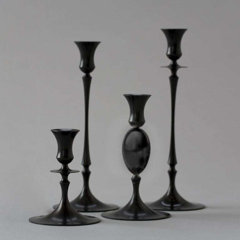 E.R. Butler Biedermeier Candlesticks Oxidized Bronze Finish Fine Home Accessories
