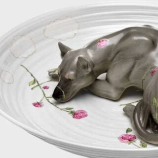 Nymphenburg Bowl With Dog Detail View