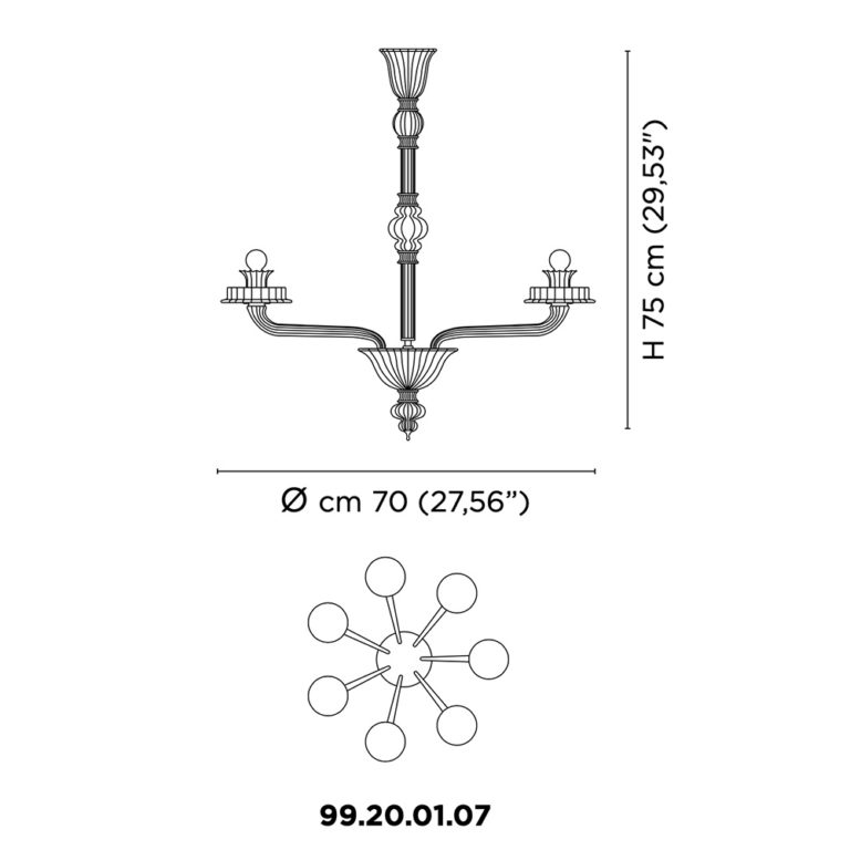 Venini Porpora 7-Light Chandelier Scale Venini Porpora 7-Light Chandelier Scale