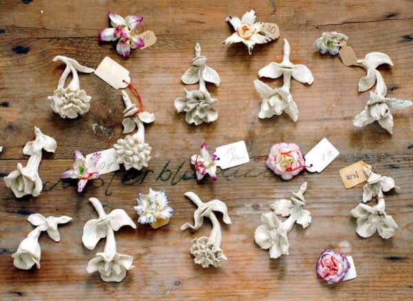 Porcelain Table Flowers Painted and Glazed