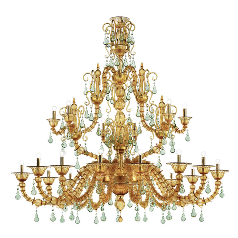 Venini Diamantei 21-Light Chandelier Amber Venini Diamantei 21-Light Chandelier Amber