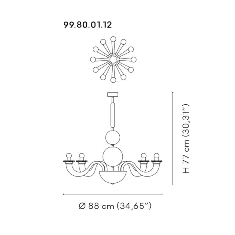 Venini Gio Ponti 12-Light Chandelier Multicolor Scale copy Venini Gio Ponti 12-Light Chandelier Multicolor Scale