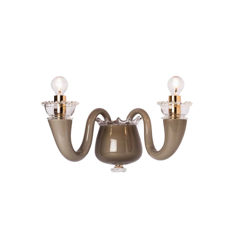 Venini Gio Ponti 2-Light Wall Sconce Opaline Grey Venini Gio Ponti 2-Light Wall Sconce Opaline Grey