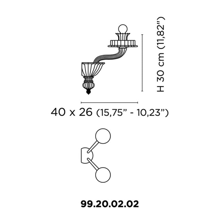 Venini Porpora 2-Light Wall Sconce Scale