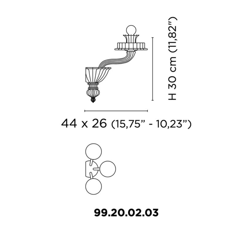 Venini Porpora 3-Light Wall Sconce Scale