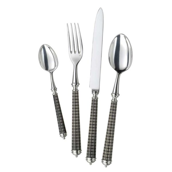 Alain Saint-Joanis Quadrille Black Silver Plated Place Setting